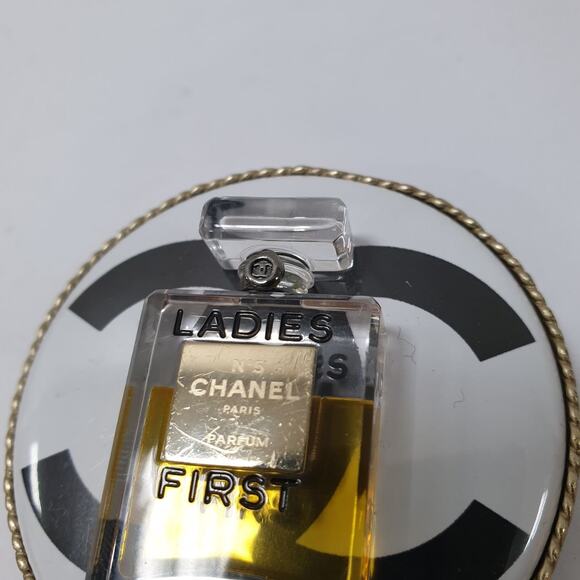 Chanel Ladies First Perfume Bottle Gold Black Clear Brooch - Picture 2 of 7